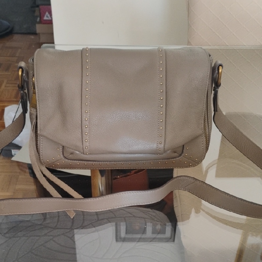 Aimee Kestenberg Taupe Leather Crossbody Bag